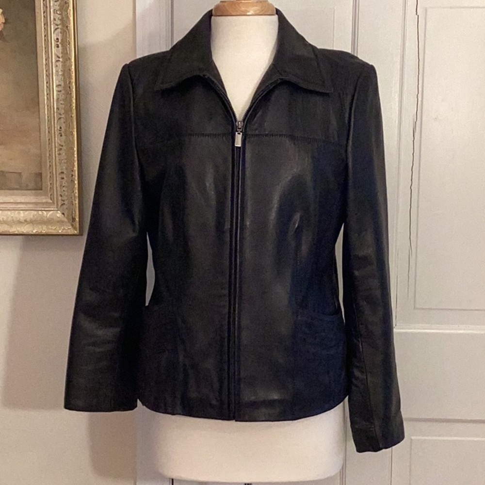 Anne Klein Size Med. Black Leather Jacket